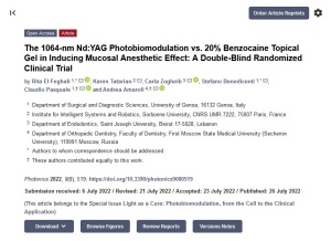 New Study on 1064-nm Photobiomodulation as a Topical Anesthetic